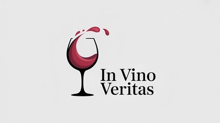 In vino veritas. Elegant silhouette of a glass with a splash of red wine with the text Truth in wine on a light background with free space for text. Vector design for premium wine brands, tasting room