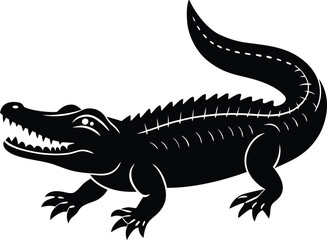 Fototapeta premium An alligator walking silhouette on transparent backgrounds