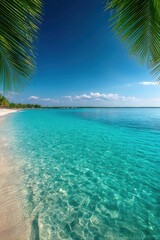 Tropical beach with turquoise water and palm trees