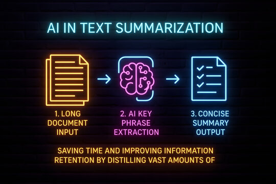 AI-Powered Text Summarization Infographic with Context-Aware Intelligence

