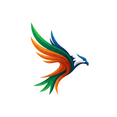 Naklejka premium soaring Eagle Logo: A striking, vibrant logo of an eagle in full flight, conveying themes of freedom and strength with stylized, modern design.