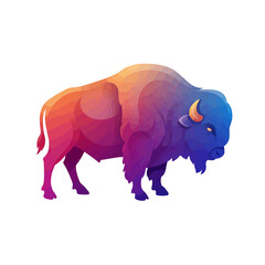 Majestic Bison Portrait: An artistic, gradient-filled illustration of a powerful bison. Embodying the spirit of the American West and representing strength and resilience.
