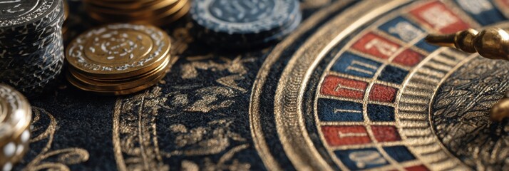 Retro Casino Poster Composition Showcasing Vintage Tones With Clear Elements Highlighting Gaming and Excitement