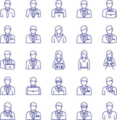 Diverse Business People Avatars, Professional Icon Set