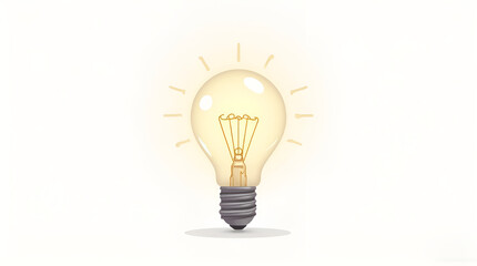 Glowing Light Bulb Symbolizing Idea Innovation and Creativity on White Background