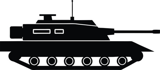 Fototapeta premium Tank Silhouette Vector, Military Tank Vector Icon, Battle Tank Silhouette Graphic, Main Battle Tank (MBT) Vector Silhouette