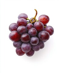 Fototapeta premium A vibrant cluster of fresh red grapes with juicy textures, set against a clean white background.