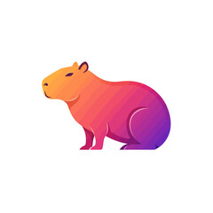 Fototapeta premium Gradient Capybara illustration: A stylized illustration of a capybara, its form rendered in a gradient of warm and cool hues, showcasing the animal's unique shape. 