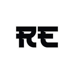 Obraz premium RE monogram logo design letter text name symbol monochrome logotype alphabet character simple logo