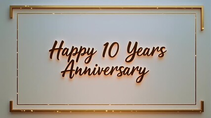 A radiant “10” emerges luminous gold accompanied swirling light ribbons that pause applause then repeat rendered cinematic K alpha loop creates effortless highlight decade celebrations loyalty