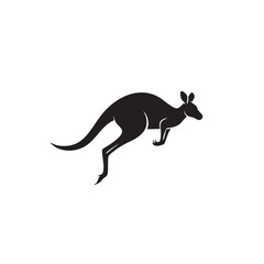 Obraz premium Black silhouette of a jumping kangaroo animal