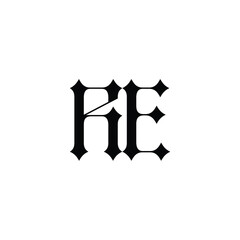 RE monogram logo design letter text name symbol monochrome logotype alphabet character simple logo