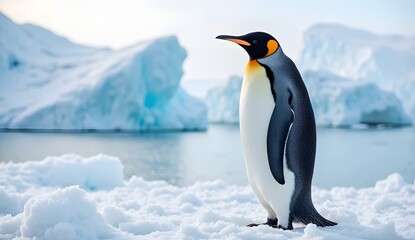 Naklejka premium Emperor Penguin Standing on Antarctic Ice