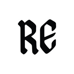 RE monogram logo design letter text name symbol monochrome logotype alphabet character simple logo