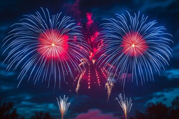Colorful fireworks exploding in the night sky during a festive celebration