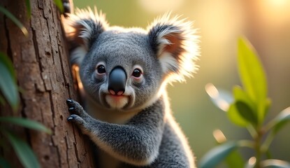 Fototapeta premium Cute Koala on Tree in Australia