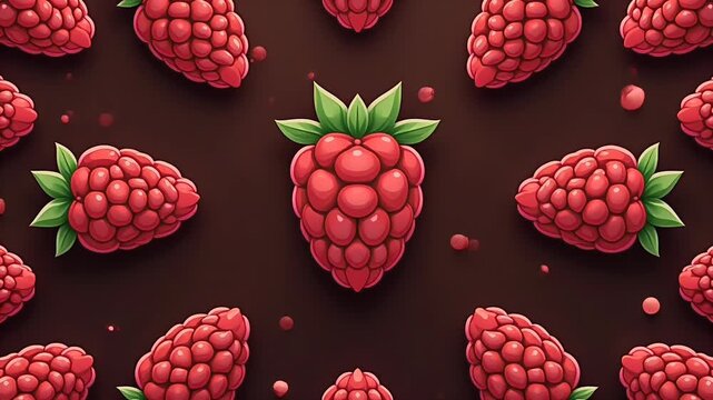 Psychedelic raspberry shapes flow kaleidoscopically over rich chocolate backdrop forming endless VJ loop new forty word descriptor highlights playful organic e vibrant K symmetry suitability fruit