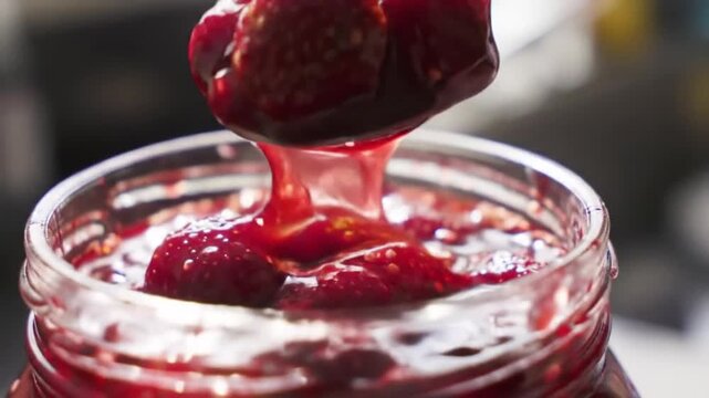 strawberry jam in glass