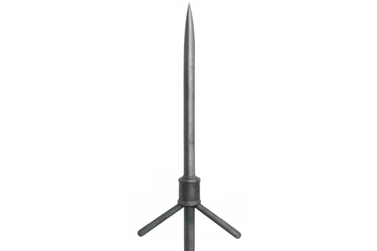 Lightning rod rising vertically, offering storm defense, silhouetted against transparent backdrop for seamless graphic design insertion
