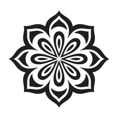 Intricate black and white geometric floral mandala pattern design
