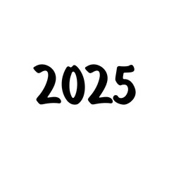2025 year black glyph vector icon