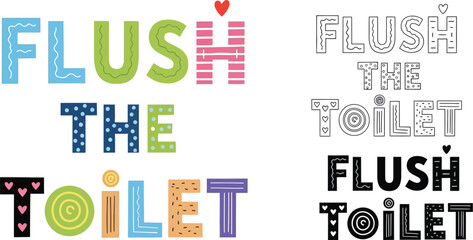 Flush toilet sign bathroom decor restroom reminder kids bathroom art print poster