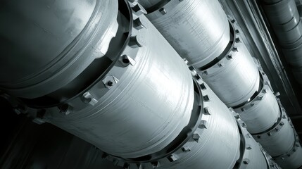 Industrial Pipes in a Modern Warehouse with Metal Texture and Detail