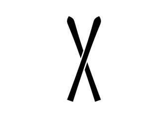 Elegant Black Ski Crossed Icons, Top-Rated Vector Graphics for Winter Sports Logos, Websites, and Promotional Designs