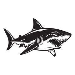 Obraz premium Fierce black shark with open mouth and sharp teeth great white shark marine life