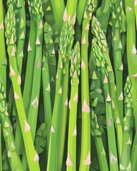 Fototapeta premium A vibrant close-up of fresh green asparagus spears, showcasing their delicate tips and textured stalks.