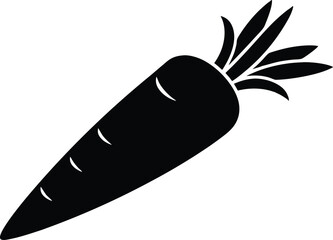 Black Silhouette of a Carrot, Minimalist Carrot Icon Vector Silhouette Illustration
