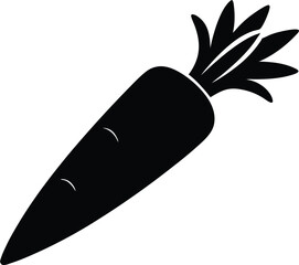 Carrot Icon Vector, Carrot Vector Art Silhouette, Elegant Carrot Silhouette Vector Illustration