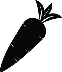 Carrot Icon Vector, Carrot Vector Art Silhouette, Elegant Carrot Silhouette Vector Illustration