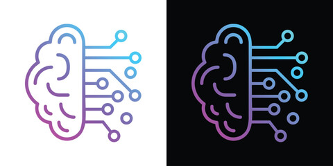 Artificial Intelligence AI Chip in Human Brain. Artificial Intelligence icon with Machine learning, Digital Skills, Generative AI, AI Technology, Algorithm, Virtual Intelligence and Future Technology