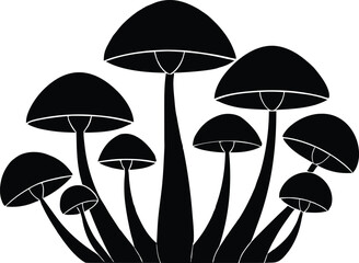 Obraz premium mushrooms black silhouette vector illustration,mushrooms icon
