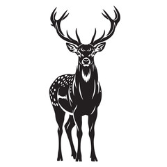 Fototapeta premium Majestic stag with large antlers and spotted body deer animal