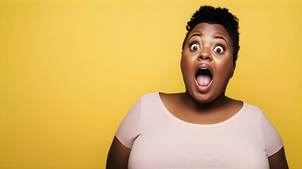 驚きの表情を見せる大柄な女性1Generative AI