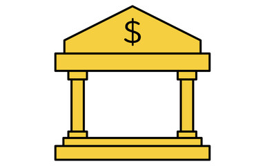 Bank symbol simple line drawing icon, illustration representing financial institution, savings and finance concept