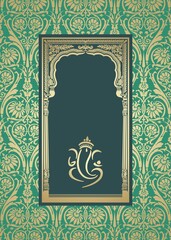 Ganesha, wedding card, royal Rajasthan, India	