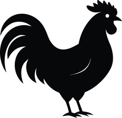 rooster standing  black silhouette vector,rooster icon