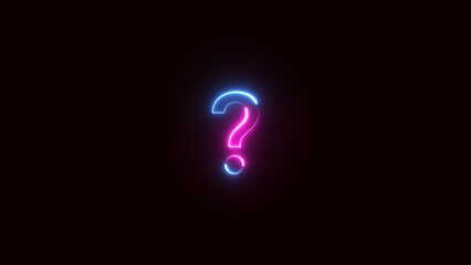Neon question mark on black background, question mark