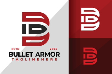 Letter B Bullet Armor Logo Icon Vector Design Illustration