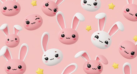 Cute cartoon rabbits seamless pattern