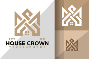 Letter M House Crown Elegant Symbol Logo Icon Vector Design Illustration