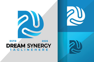 Letter D Synergy Symbol Logo Icon Vector Design Illustration