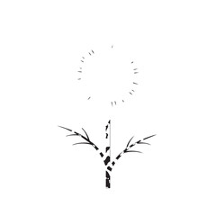 Stylized black and white tree with circular markings branches nature