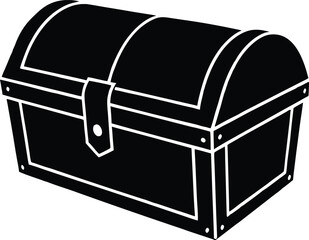 wooden treasure chest  black silhouette vector,Classic treasure chest icon illustration