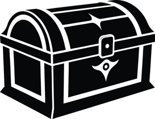 wooden treasure chest  black silhouette vector,Classic treasure chest icon illustration