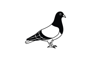 Obraz premium Simple Black and White Illustration of a Pigeon