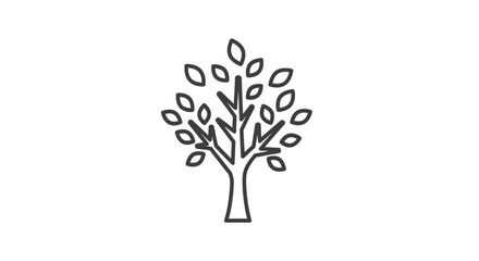 Simple line drawing of a tree with leaves, featuring a trunk and branches against a white background.